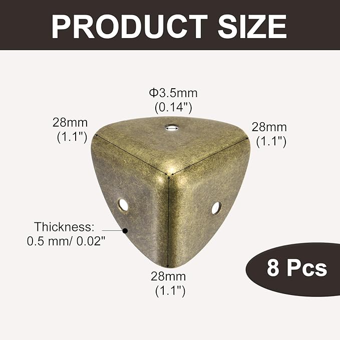 uxcell 8PCS Metal Corner Protector 1.1 x 1.1 x 1.1 Inch Box Edge Guard Protector Zinc Alloy Cabinets Speaker Corners Protector for Furniture Decorative (Vintage Bronze Tone)