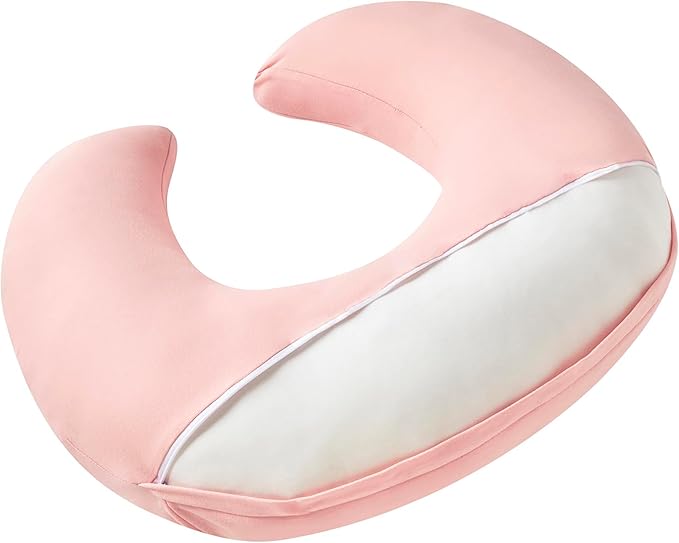 Nursing Pillow, Plus Size Breastfeeding Pillow Original Support for Baby Boys Girls Breastfeeding Essentials, with Removable Soft Cotton Cover (Pink, Large (25.59 * 20.08 * 6.30 Inches))