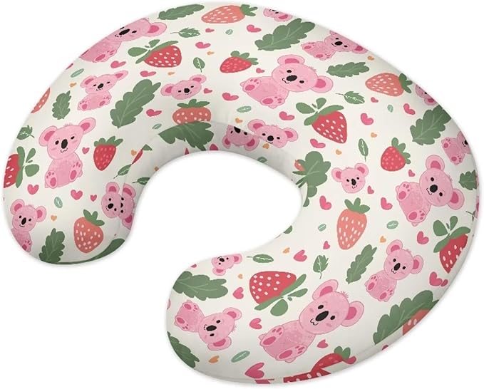 Strawberry Koala Nursing Pillow Cover for Newborn Feeding Pillow Cover U-Shaped Breastfeeding Pillow Case Hidden Zipper Design Soft and Skin-Friendly Xmas Decor
