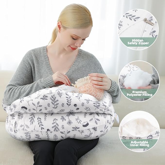 Chilling Home Nursing Pillow Adjustable, Pillow for Breast Feeding Bottle Feeding, Large Size More Support for Mom, Breastfeeding Essentials, Removable Cover