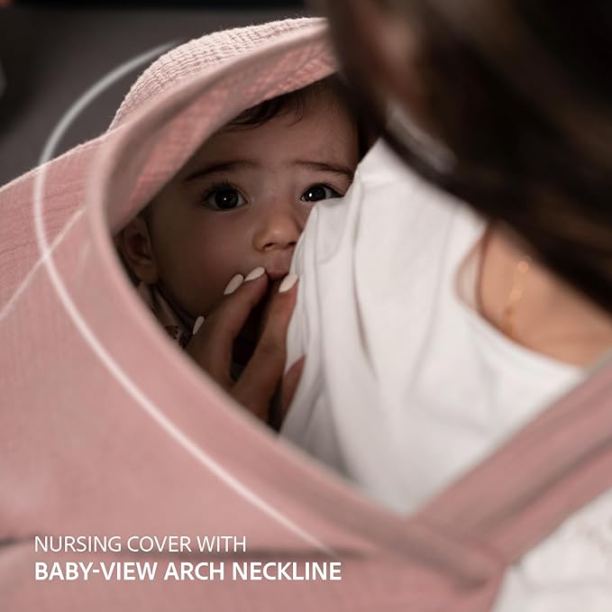 Muslin Nursing Cover for Breastfeeding & Baby Car Seat Cover - Breathable Breastfeeding Cover up With Rigid Hoop - 100% Cotton Privacy Apron Breast Feeding Covers For Women (Blush)