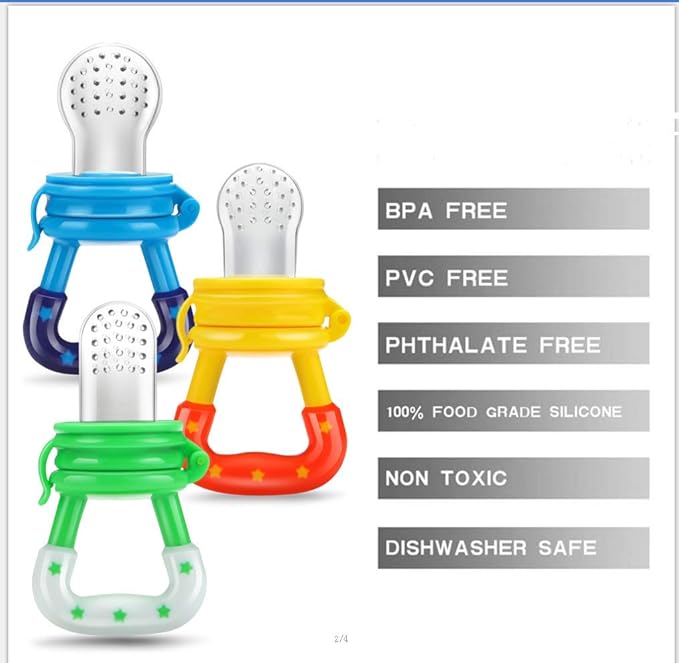 PandaEar (3 Pack) Baby Fresh Fruit Food Feeder | Food Grade Soft Safe BPA-Free Silicone Pouches