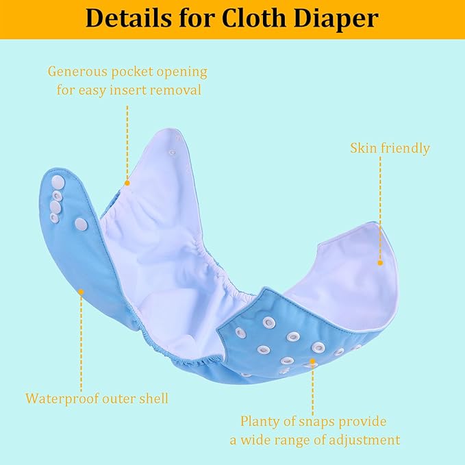 babygoal Reusable Cloth Diaper with Insert for Baby Boys and Girls 8-35lbs, Adjustable and Washable Nappy