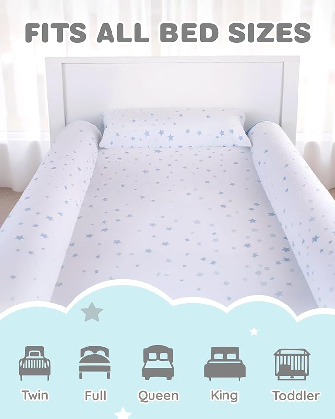 Lilian&Gema 2-Pack Inflatable Bed Rails for Toddlers, Non-Slip Soft FlockingTravel Bed Bumper for Kids for King, Queen, Twin, Full, Toddler-Size Bed, Portable Bed Rails for Hotel, Travel, Home