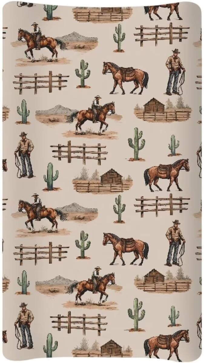 Baby Changing Pad Cover Cowboy Changing Pad Covers for Boys Girls Super Soft Changing Mat Cover Infant Newborn Changing Table Sheet Fitted 32”x16” Changing Pad Covers