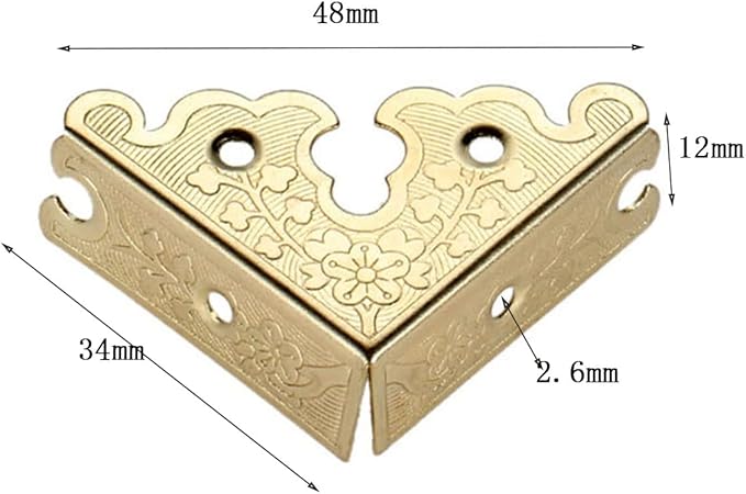dophee 8Pcs Decorative Corner Protectors, Retro Style Edge Safety Guards Covers for Picture Frame Album Jewelry Box Gift Box Wooden Case Chest Tables Cabinet Furniture, 1.34"x1.34"-Gold