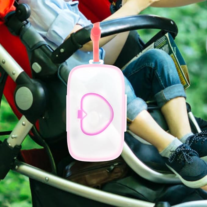 Healifty Baby Wipes Dispenser Box Portable Wet Tissue Pouch Case with Belt Clip for on The Go Lightweight Travel Wipe Holder for Stroller and Diaper Bag Compact Pink