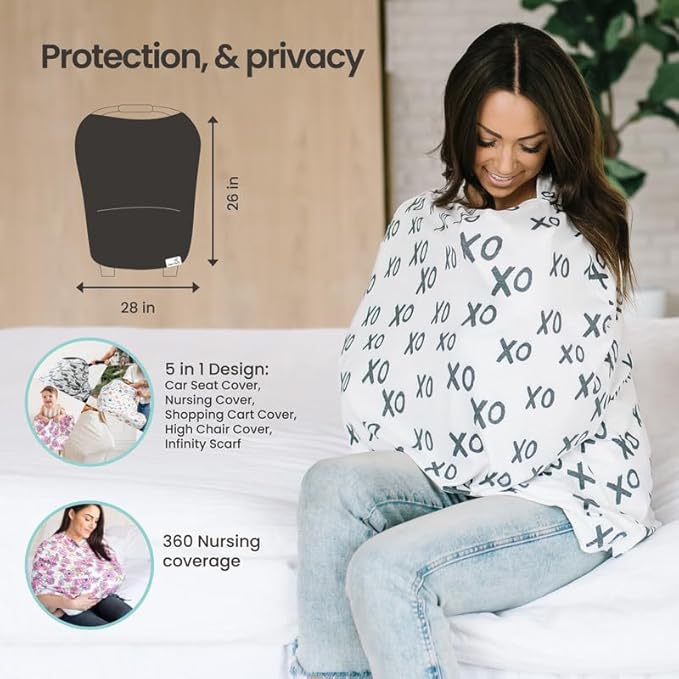 Copper Pearl Multi-Use Cover: Car Seat, Nursing, and Stroller Cover for Sun - Stretchy Fabric, All-Season Use, Stylish Designs, Easy Access for Moms - London