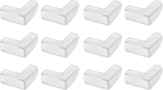 Table Corner Protectors for Furniture - Silicone Corner Guards Self-Adhesive, 12 Pcs - Clear Furniture Corner & Edge Safety Bumpers - Sharp Edge Protector Pads for Desk, Glass Tables, L Shape