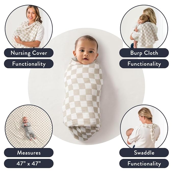 Itzy Ritzy 47" x 47" Breastfeeding Boss Multi-Use Cover, Swaddle & 2-Pack 0-6 Month Cherry Nipple Natural Rubber Pacifiers