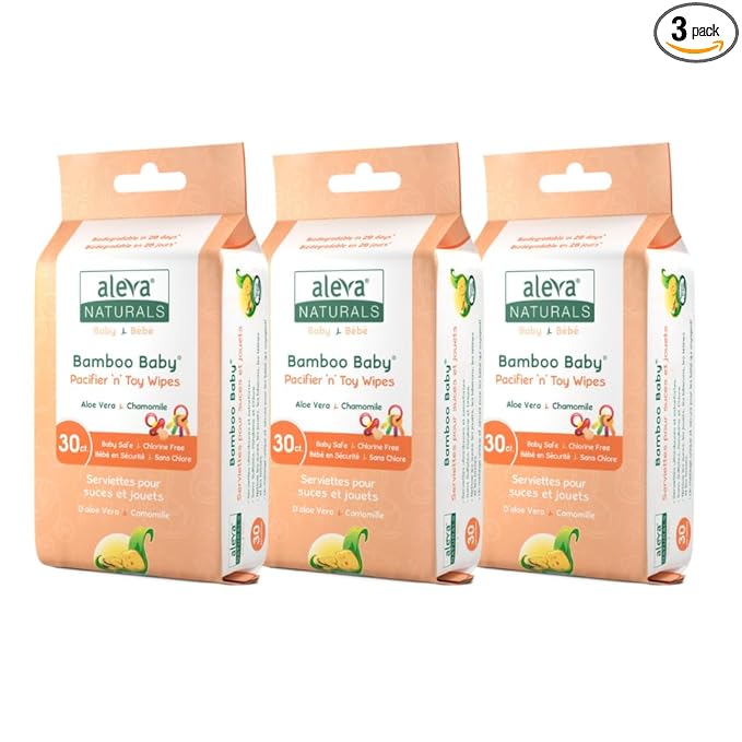 Aleva Naturals Pacifier & Toy Wipes - Pacifier Wipes, Baby Toy Wipes, Bottle Wipes, Extra Strong and Ultra Soft, Value Pack- 30ct x 3 (90 Wipes Total)