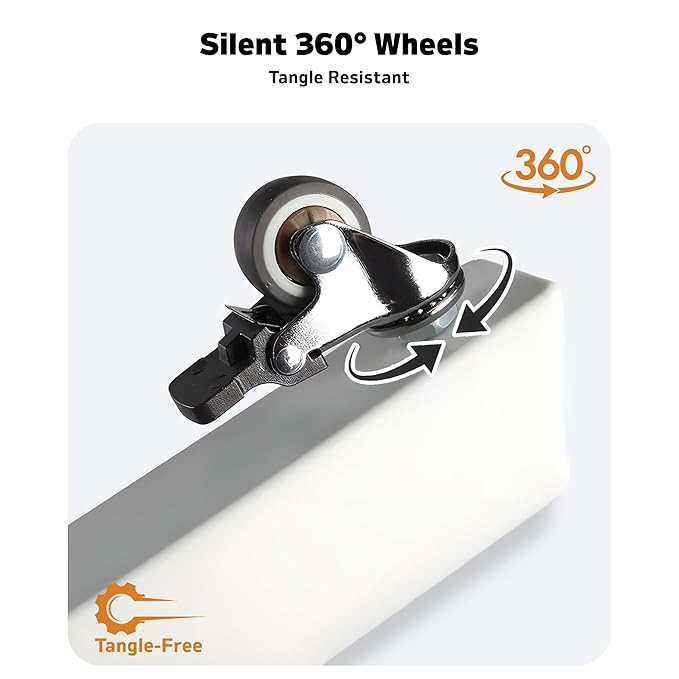 High Chair Wheels - Universal Swivel Casters for Stokke Tripp Trapp: Enhance Mobility & Convenience with 360° Silent Wheels, Safety Locks & No-Scratch Design, No-Drill Installation -Black