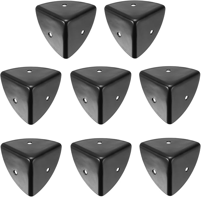 uxcell 8PCS Metal Corner Protector 1.5 x 1.5 x 1.5 Inch Box Edge Guard Protector Zinc Alloy Cabinets Speaker Corners Protector for Furniture Decorative (Black)