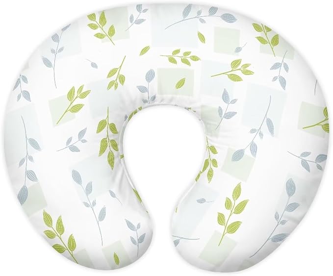Pillow Covers，Pillowcase for Nursing Pillow and Positioner for Breastfeeding and Bottle Feeding，Propping Baby，Fits The Original Support for Breastfeeding Green Leaf Pattern
