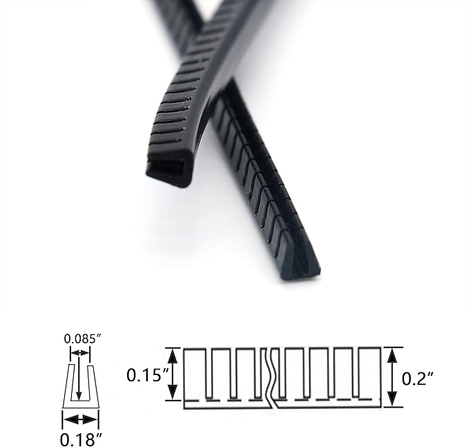 U-Shaped Flexible Sharp and Rough Edge Trim Protector, Push-in Edge Shield for Steel Panels, Wood Panels, Glass and Plastic Panels, Fits 0.07"-0.085" Thickness Edge, Black 32ft