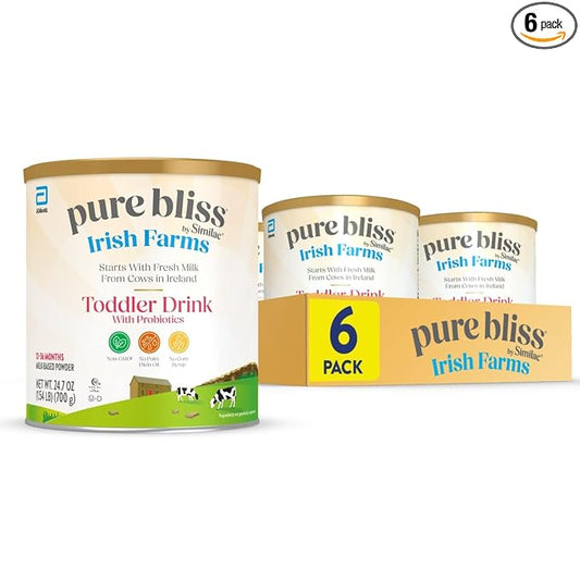 Pure Bliss by Similac Irish Farms Toddler Drink, Easy to Digest, Non-GMO, Powder, 24.7-oz Can, Pack of 6