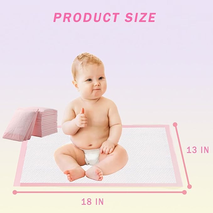 Disposable Changing Pad for Baby, 20 Pack Portable Diaper Changing Pad Liner Baby Changing Pad Waterproof Underpads (Pink, 13x18 Inch)