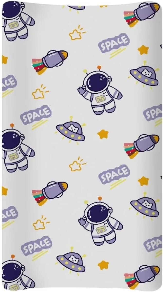Astronaut UFO Baby Changing Pad Cover Cozy Breathable Universal Tray Table Mat Waterproof Stretchy Lightweight Sheet Crib Mat