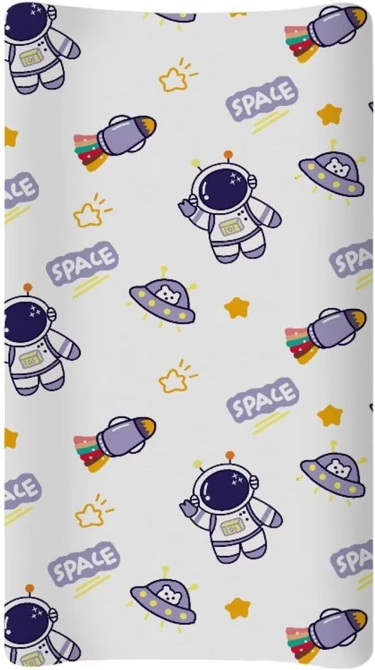 Astronaut UFO Baby Changing Pad Cover Cozy Breathable Universal Tray Table Mat Waterproof Stretchy Lightweight Sheet Crib Mat