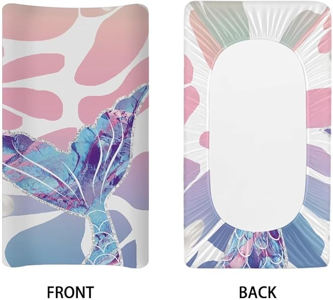 Fish Tale Changing Pad Covers, Ultra Soft Baby Diaper Change Table Non Slip Contoured Pad Covers for Baby Boys Girls