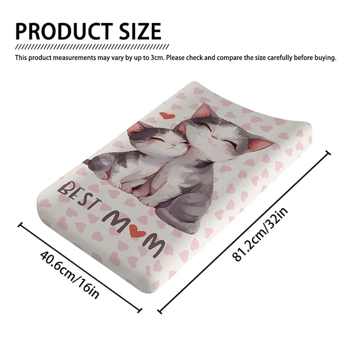 Cartoon Cats Baby Diaper Changing Table Sheets Jersey Knit Breathable Changing Table Pad Cover for Infants Toddles 16 * 32 Inches