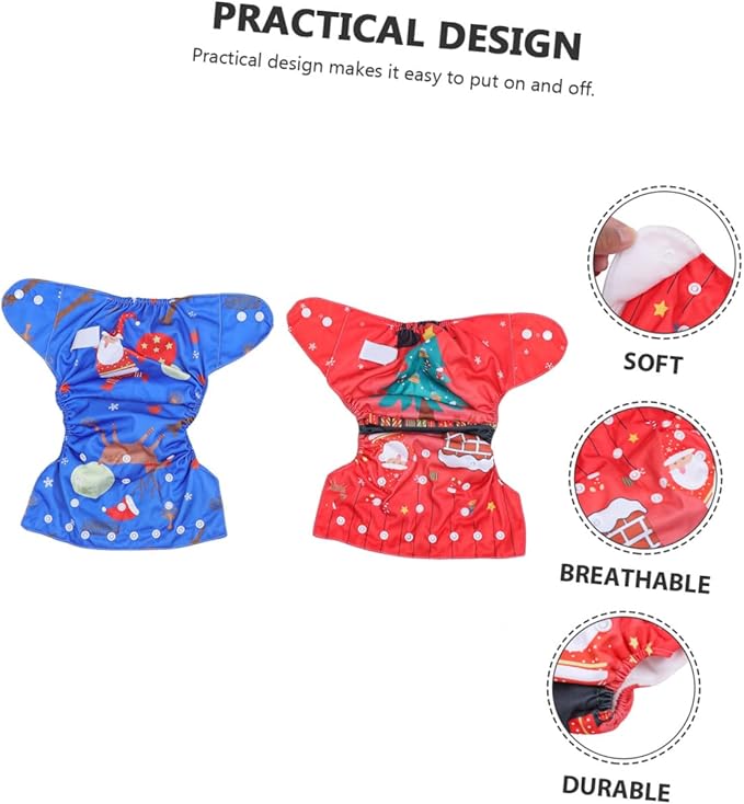 Healifty 2pcs Christmas Nappy Pants Cloth Diaper Cover Training Briefs for Newborns Comfortable Flexible Design Holiday Present