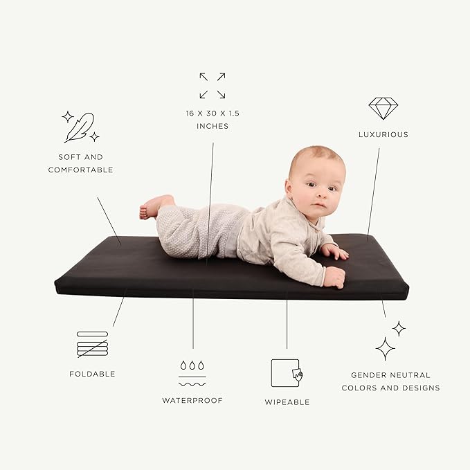 Gathre Baby Changing Pad, Made of Premium, Soft, Water-Resistant Vegan Leather, Portable Playmat for Babies, Use at Home Nursery or During Travel - Camel