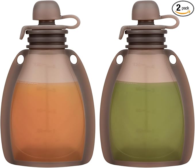 Reusable Silicone Food Pouches - 2 Pack Squeeze Pouches, Food Grade Silicone Pouches for Yogurt and Purees