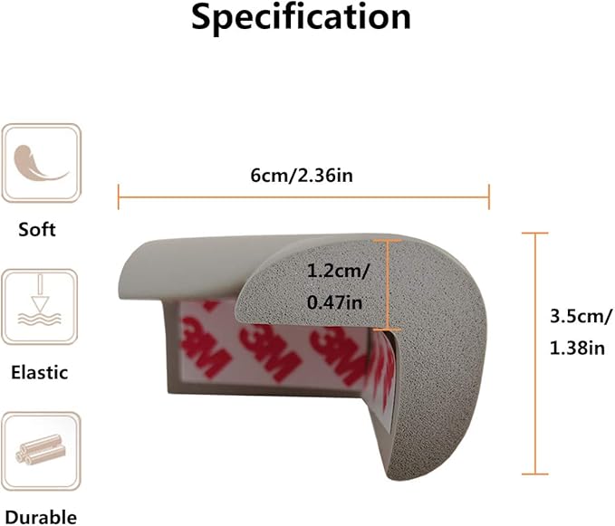 Corner Protector Baby Proof | Corner Guard Child Safety for Babies, Toddlers, Kids | Foam Corner Covers for Furniture, Table, Desk | 8 Pack (Grey)