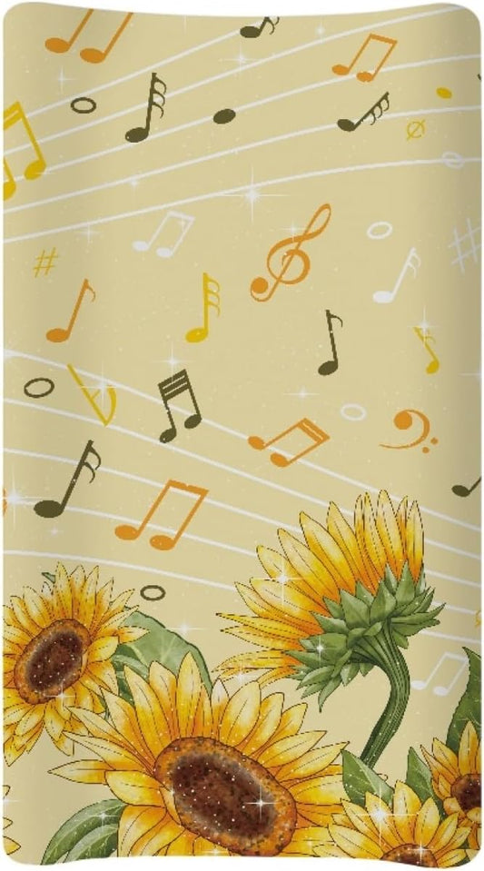 Premium Changing Pad Cover - Sunflower Music Soft Stylish Stretchy Changing Pad Cover