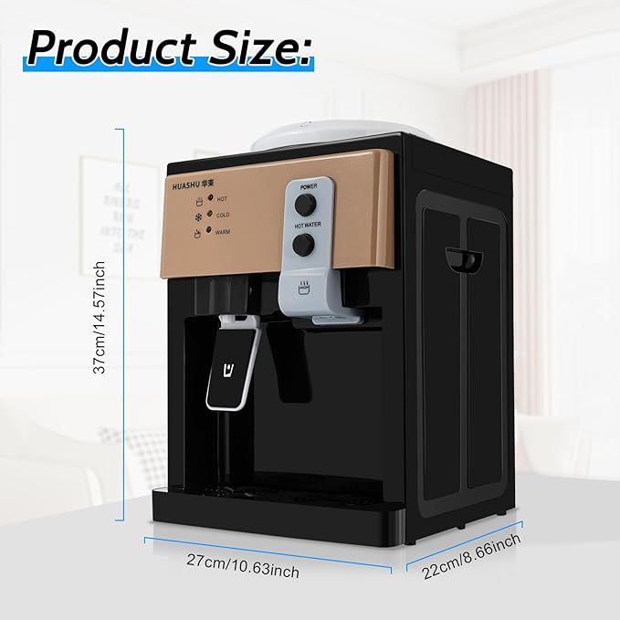 Top Loading Desktop Water Cooler Dispenser, 550W 110V Countertop Hot & Cold Water Coolers Drinking Fountain Portable Water Warmer for Home Bedroom Studio Office Grocery Store