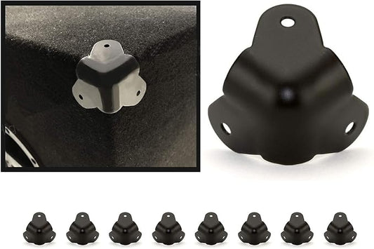 MIYAKO USA Set of 8-1.5" Speaker Cabinet/Amp Corners Protector / 3 Leg Black Powder Coat, Rounded - Super High Strength Black Coated Steel for Long Durability (21-815)