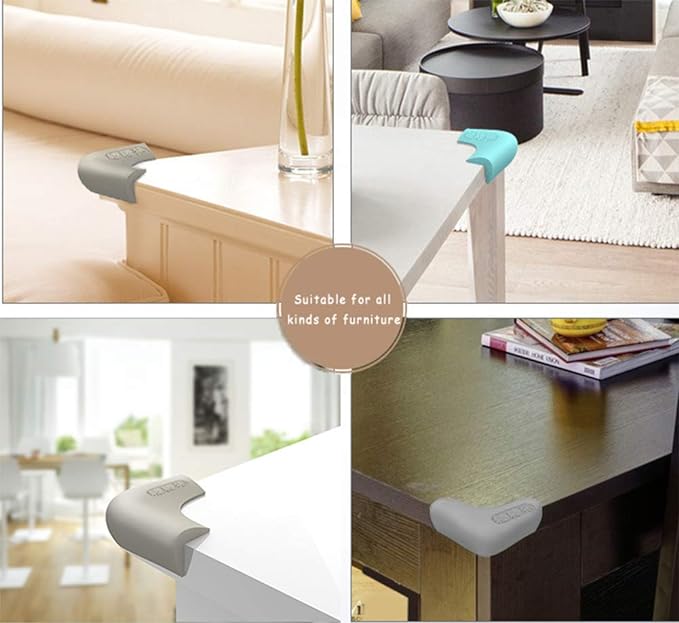 Food-Graded Silicone Corner Protectors, Baby Proofing Table Edge Guards, Pre-Tapep Adhesive Kids Safety Proof, Cabinets Fireplace Furniture Bumpers (12, Coffee)