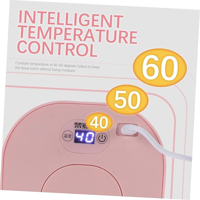 Toyvian Portable USB Wipes Warmer Box with Adjustable Temperature Display 7.87X4.72X3.74In Baby Wet Tissue Heater for Home and Outdoor Diaper Changing Comfort