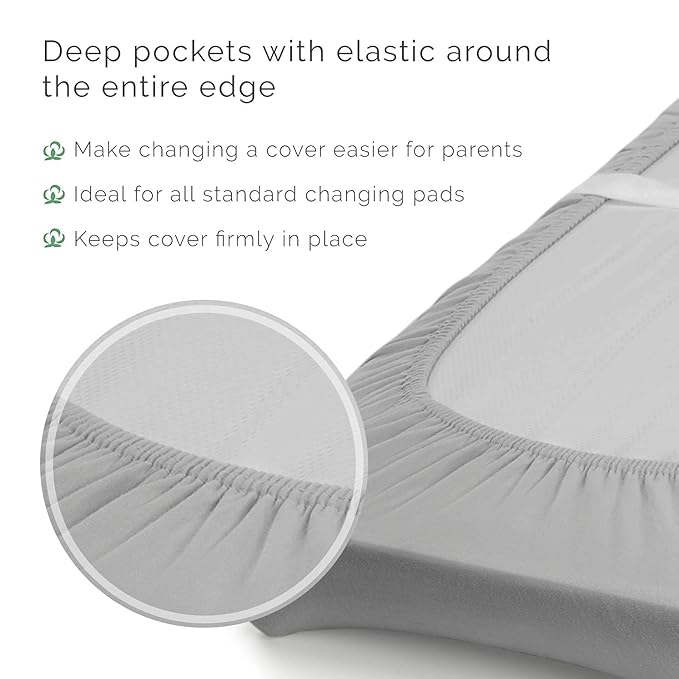 Natemia Organic Cotton Changing Pad Cover (16x32) – Silky Soft Fitted Baby Changing Pad Cover, for Changing Tables, Contoured Pads, Cradle & Bassinet, Neutral Nursery Essential for Boys & Girls