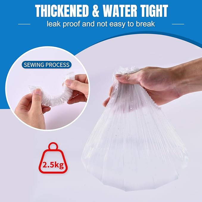 50 PCS Potty Chair Liners with Elastic, Disposable Portable Potty Training Bags, Clear Potty Refill Liners, Toilet Seat Cover 17x8 Inches