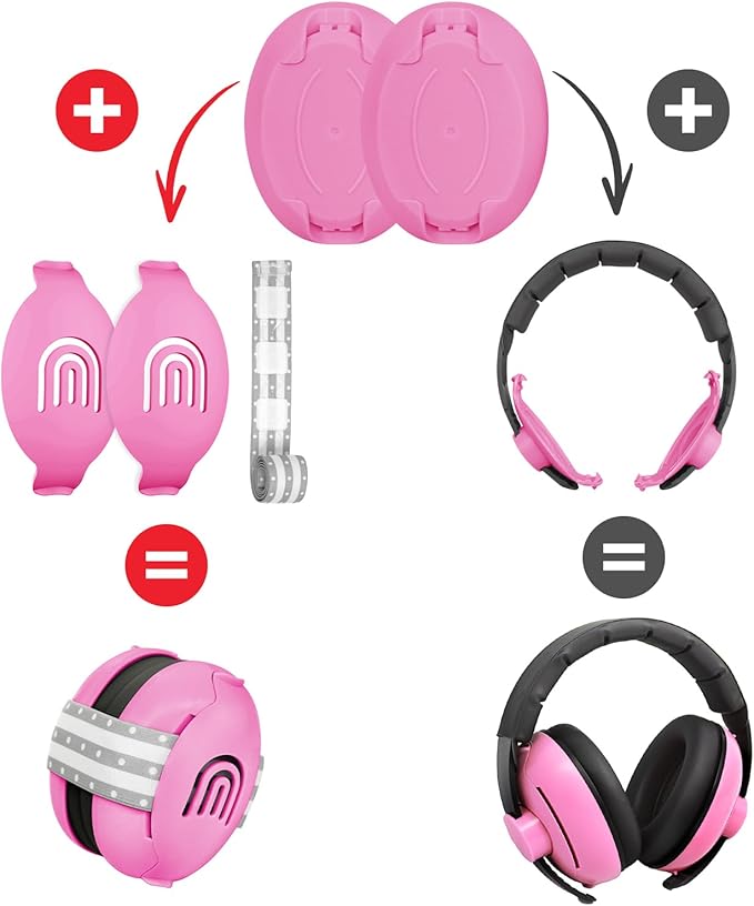 2-in-1 Adjustable Baby & Toddler Noise Cancelling Headphones - Ear Muffs for Kids 1-3 for Airplane Travel