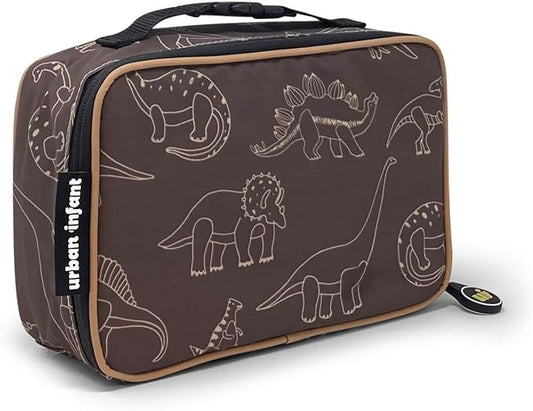 Urban Infant Yummie Kids Lunch Box Insulated Bag - Toddler Boys and Girls – Perfect for Daycare Preschool Travel Snacks – Allergy Alert Cards - Fits Bento Boxes - Dinosaurs