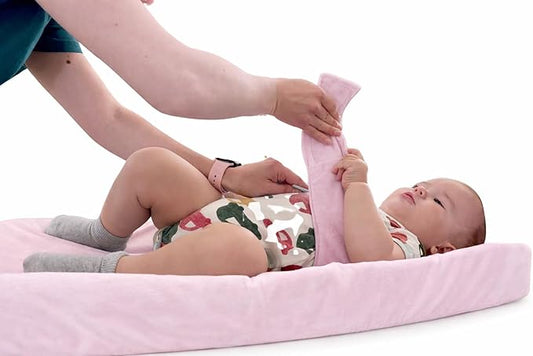 Anti Roll Changing Pad Cover, Ultra Soft Unisex Changing Table Covers, Patented Secure Strap, Mom's Choice Award Winner (Light Pink)