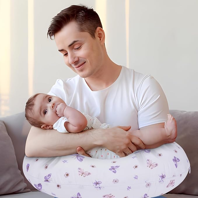 Plushii Nursing Pillow for Breastfeeding, Soft and Supportive Breastfeeding Pillow for Mom and Baby, Cute Feeding Pillow with Removable Cover for 0–12 Months, Butterfly Dreams
