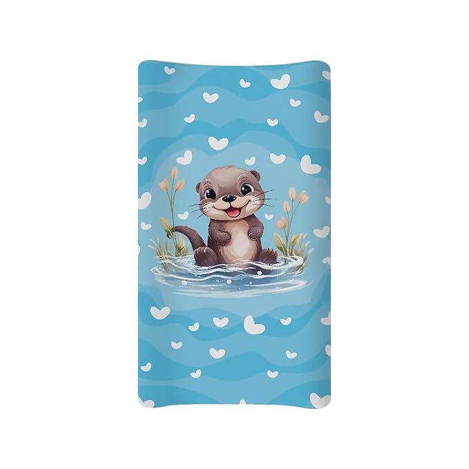 Otter Print Girl Baby Changing Pad Cover Sheet Infant Newborn Diaper Table Change Mat Cover Farmhouse Watercolor Flower Diaper Pad Covers for Changing Table 16x32 Inch