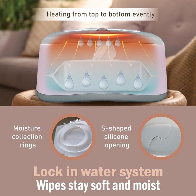 GOGO pure Baby Wet Wipes Warmer & Dispenser, Holder and Case - Purple, Playful/Cute, with Easy Press On/Off Switch, Holds 100 Wipes, Worldwide Use