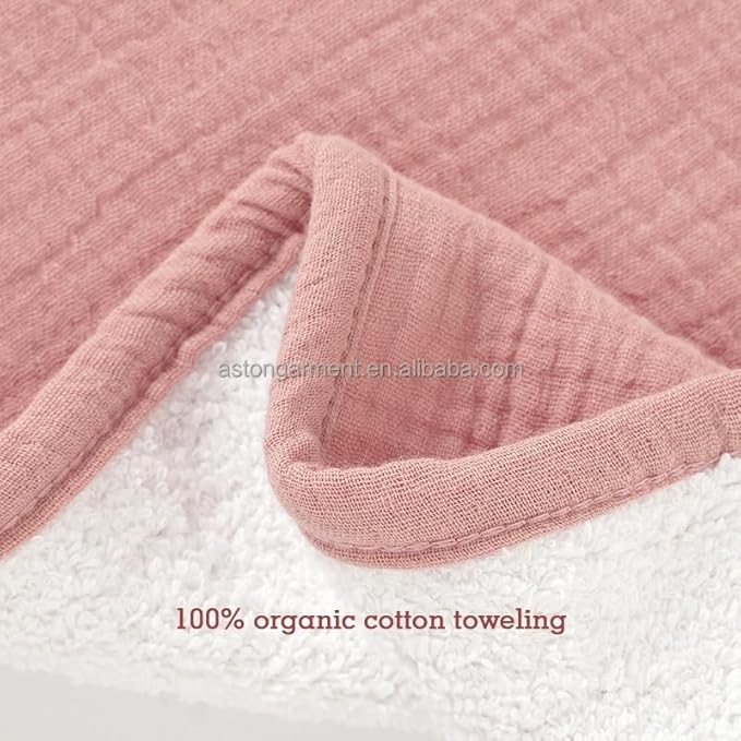 Aiden's Corner 100% Organic Muslin Cotton | Mix Use Baby Super Absorbent Infant Burp Cloth | Terry Cotton Towel | Washcloth for Newborns (Single Coral Pink)