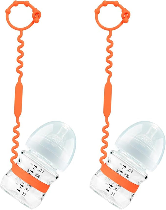 Toy Straps, Silicone Toy Straps for Stroller, Toy Safety Straps, Sippy Cup Straps, Adjustable Toy Holder for Stroller, High Chair - BPA Free (Orange)