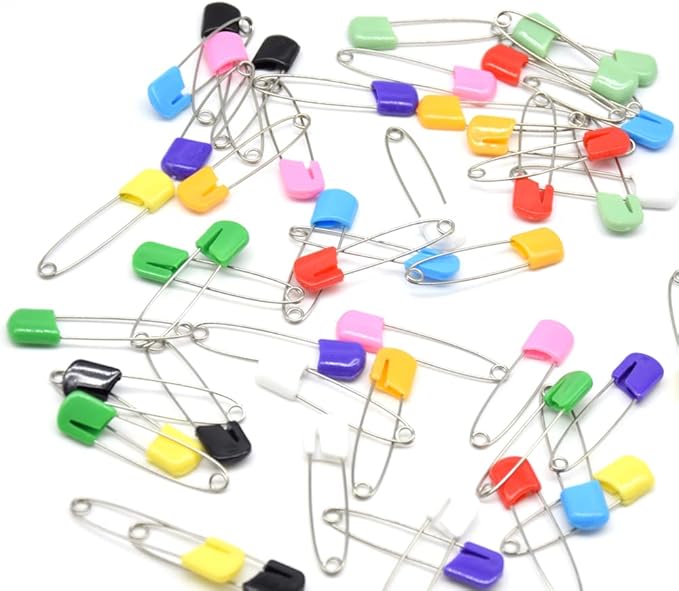 50 PCS Safety Pin 54mm/2.2in Baby Diaper Pins for Cloth Plastic Head Baby Pins for Diapers Stainless Steel Cloth Pins with Locking Closures Nappy Pin for Crafts（DT/Color）