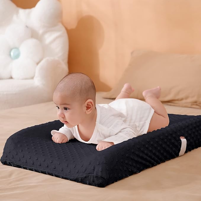 Solid Changing Table Pad Cover Cradle Sheet, Fits 32"/34''x16 Contoured Diaper Changing Pad, Ultra Soft Cozy Dots Plush Changing Table Covers, Breathable Wipeable Removable (Black)