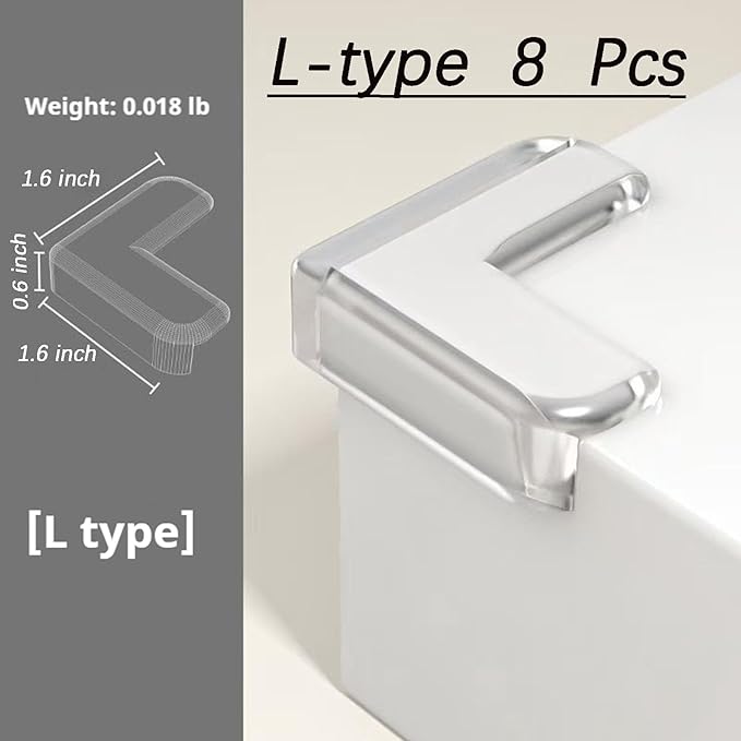 8 Pcs Corner Protector for Baby Corner Protectors for Furniture Baby Protection Safety Soft Transparent Corner Protector Used to Adhere to Sharp Furniture and Table Edges（L Shape）
