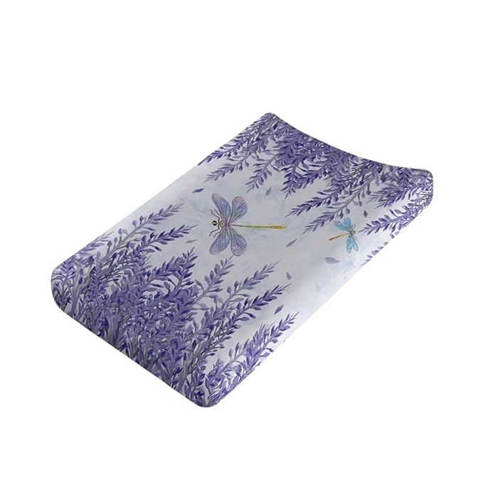 Microfiber Diaper Changing Table Sheets for Infants and Toddles Purple Dragonfly Lavender Baby Changing Pad Cover Soft Breathable