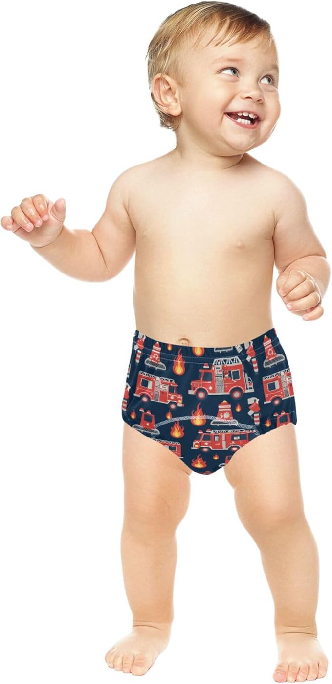 Baby Girls Training Potty Underwear Leakproof Boxer Briefs Underwear Boxers Underwear for Infant 2T Hand Drawn Fire Trucks
