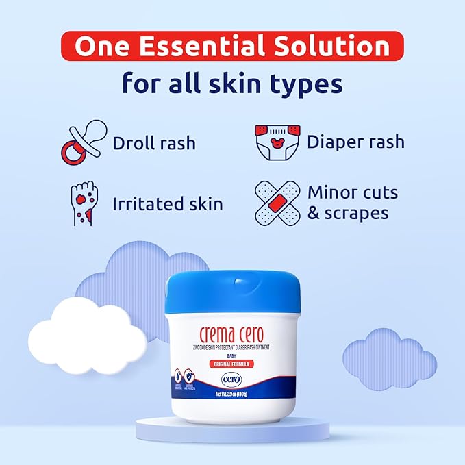 Diaper Rash Cream with Zinc Oxide for Babies – Crema Cero 3.9 oz | Fast Relief Ointment, Protective Barrier | Paraben-Free, Gentle for Newborns & Sensitive Skin
